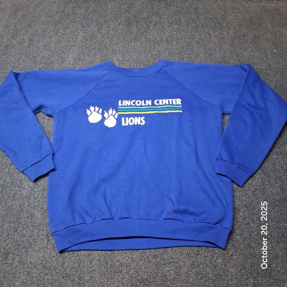 Vintage Healthknit Lincoln Center Lions‎ Sweatshirt Size Large Blue USA Made